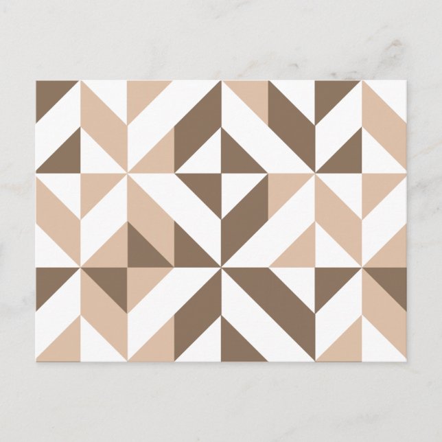 Brown Beige Geometric Cube Pattern Postcard (Front)