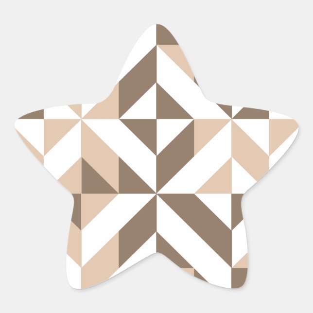 Brown Beige Geometric Cube Pattern Star Sticker (Front)