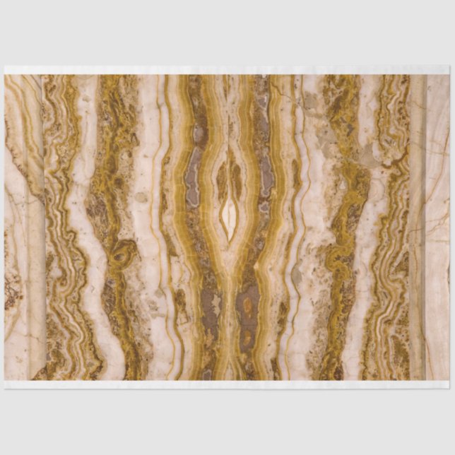 Brown Beige Grain Marble Decoupage  Tissue Paper (Front)