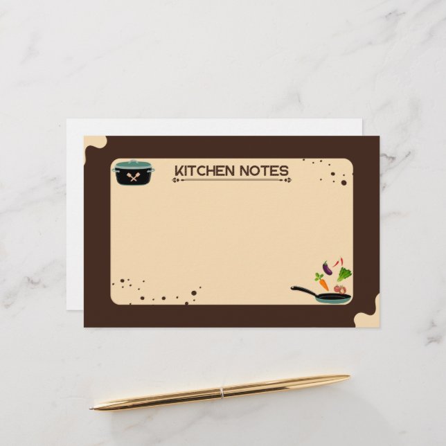 Brown Beige Kitchen Notes Cartoon Drawings Stationery (Front/Back In Situ)