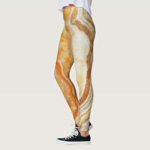 Brown & Beige Marble Print Leggings