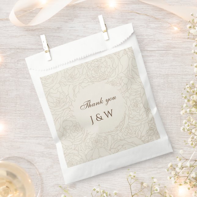 Brown beige monograms wedding favour bags (Clipped)