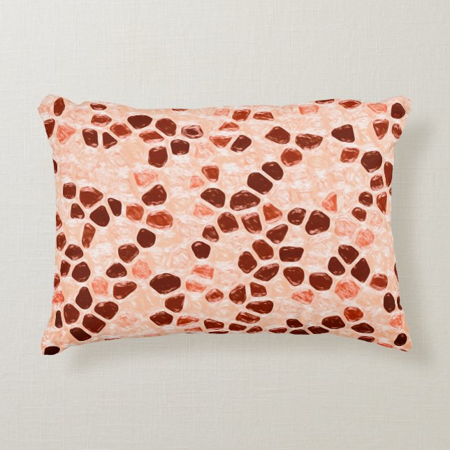 Brown Beige Pink Coral Orange Decorative Cushion (Front)