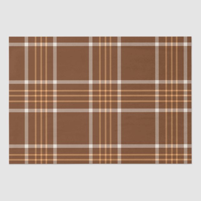 Brown Beige Plaid tartan Chequered Pattern   Tissue Paper (Front)