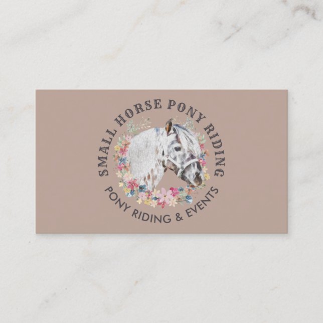 Brown Beige Pony Equestrian Trainer Horse Business Card (Front)
