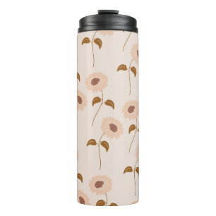 Brown Beige Retro Y2K Hippie Sunflower Pattern Thermal Tumbler