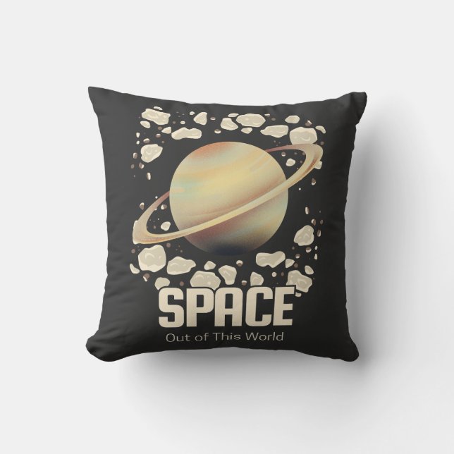 Brown Beige Saturn Planet Cushion (Front)