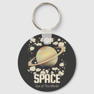 Brown Beige Saturn Planet Key Ring