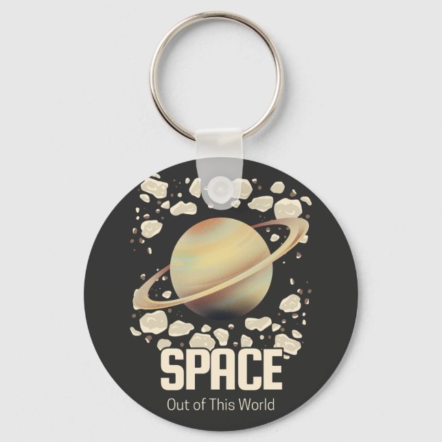 Brown Beige Saturn Planet Key Ring (Front)