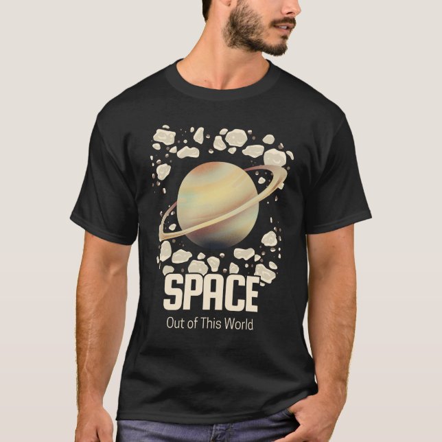 Brown Beige Saturn Planet T-Shirt (Front)