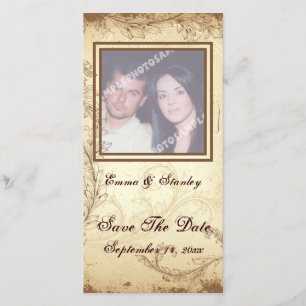 Brown beige scroll leaf wedding Save the Date
