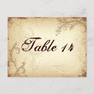 Brown beige scroll leaf wedding table postcard