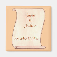 Brown & Beige Scroll Save the date Wedding Magnets