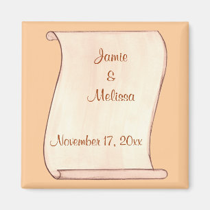 Brown & Beige Scroll Save the date Wedding Magnets