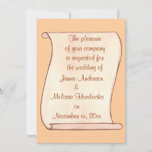 Brown & Beige Scroll Wedding Invitations