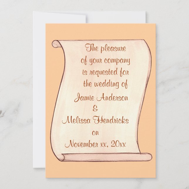 Brown & Beige Scroll Wedding Invitations (Front)