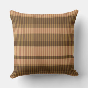 Brown beige shades striped vertical pattern Cushion