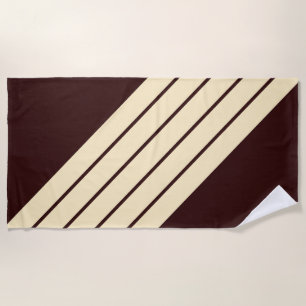 Brown Beige Striped 70s 80s Classic Retro Stripes Beach Towel