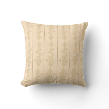 brown beige swirl damask vintage Throw Pillow