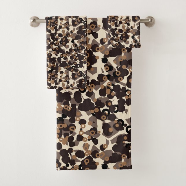brown beige tan abstract bath towel set (Insitu)