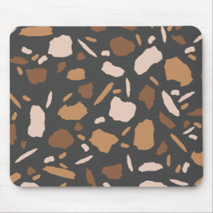 Brown, Beige,  Tan and Grey Terrazzo Marble  Mouse Mat