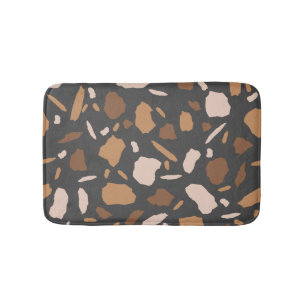 Brown, Beige, Tan and Grey Terrazzo Pattern Bath Mat