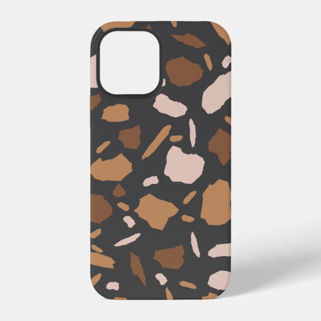 Brown, Beige,  Tan and Grey Terrazzo Pattern  iPhone Case (Back)