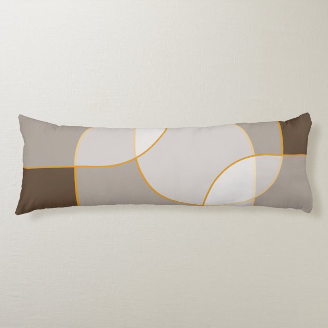Brown, Beige, Tan & Gold Abstract Arch Pattern Body Cushion (Front)