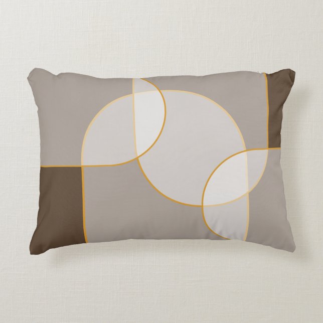 Brown, Beige, Tan & Gold Abstract Arch Pattern  Decorative Cushion (Front)