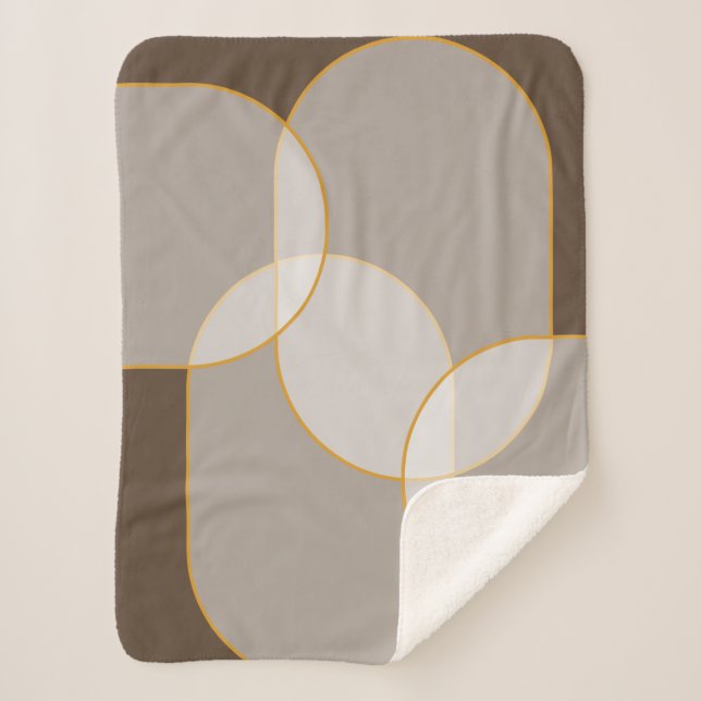 Brown, Beige, Tan & Gold Abstract Arch Pattern  Sherpa Blanket (Front)