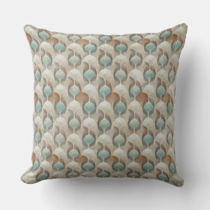 BROWN BEIGE TEAL GREEN GEOMETRIC SHAPES CUSHION