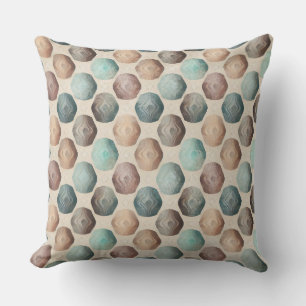 BROWN BEIGE TEAL GREEN GEOMETRIC SHAPES CUSHION
