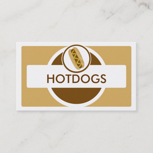 Brown beige theme hotdog business cards (Front)