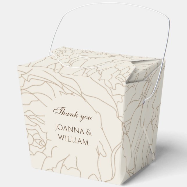 Brown beige wedding personalised favour box (Front)