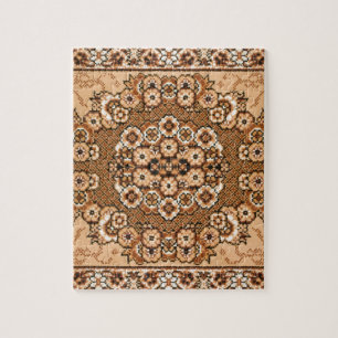 brown beige white oriental rug pattern vintage jigsaw puzzle