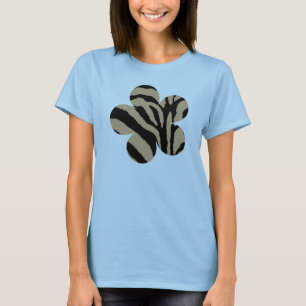 Brown & Beige Zebra Print Flower T-Shirt