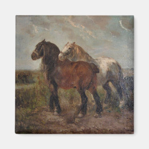 Brown Belgian Draught Horse Fine Art Painting: Magnet