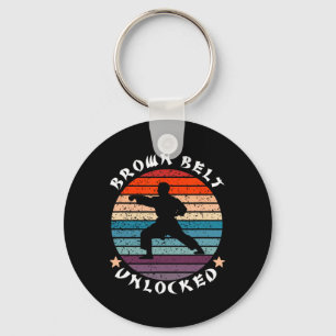 Brown Belt Level Unlocked Achievement Karate Keep  Key Ring