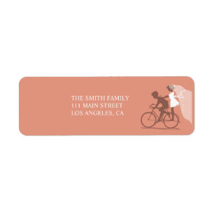 Brown Bicycle Couple Wedding Return Address Label
