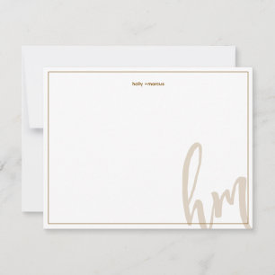 Brown Big Monogram Couple Initials Wedding Simple Card