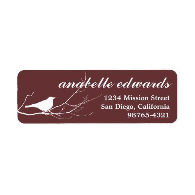 Brown bird on branch modern custom return address (Front)