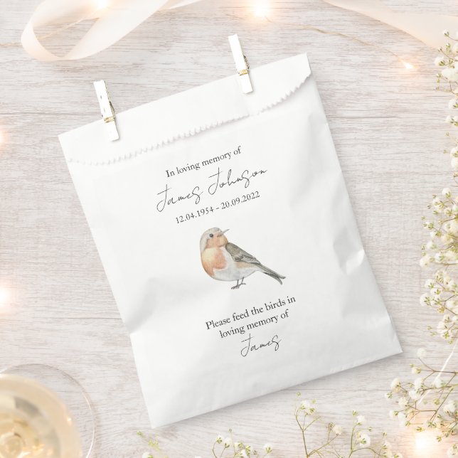 Brown Bird Seed Memorial Funeral  Favour Bags (Clipped)