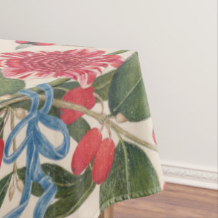 Brown birds with flowers and butterfly tablecloth