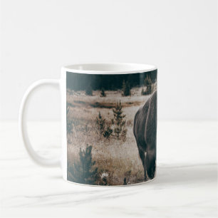 BROWN BISON ON BROWN GRASS FIELD DURING DAYTIME COFFEE MUG