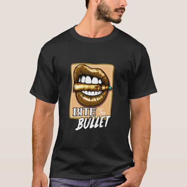 Brown Bite The Bullet Brown Graphic T-Shirt (Front)