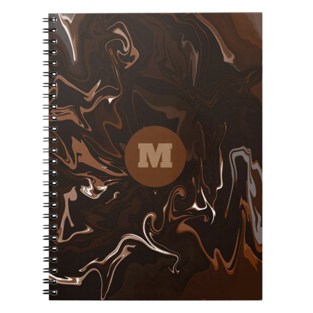 Brown, Black and Grey Swirls Notebook (Front)