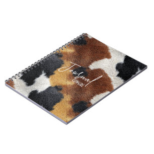 Brown black and white cowhide texture throw pillow notebook