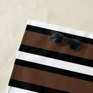 Brown, black and white stripes beach towel