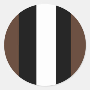 Brown, black and white stripes classic round sticker