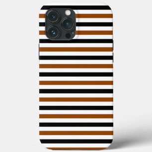 Brown Black and white stripes design iPhone 13 Pro Max Case